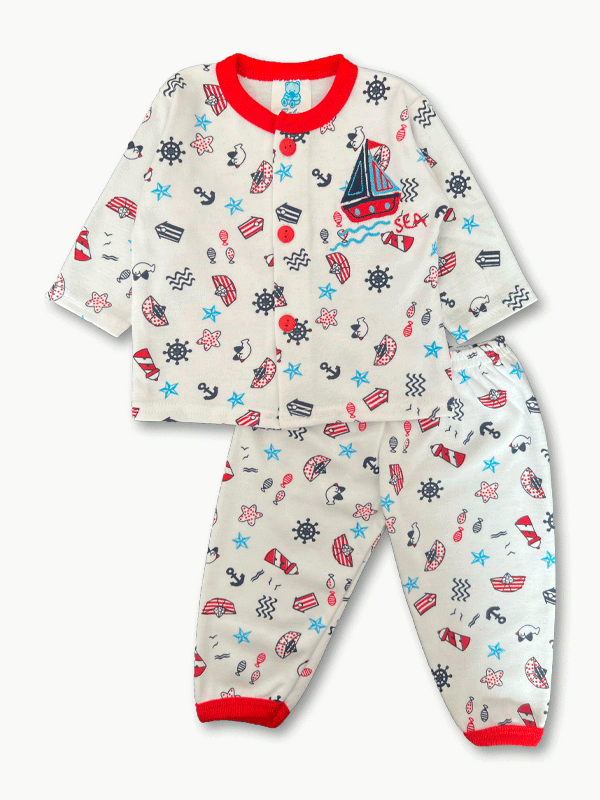 Ocean Theme Unisex Cotton 2 Pc Dress 0-9M