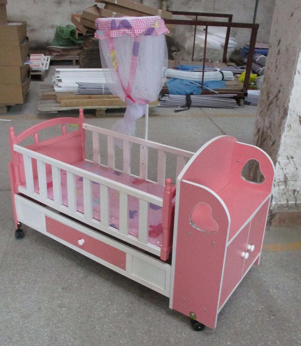 Rocking Wooden Baby Cot with Mosquito Net-5612