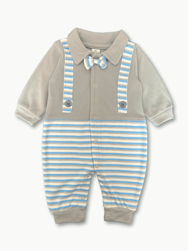 Boys Tropical Romper Grey Blue 0-12 M