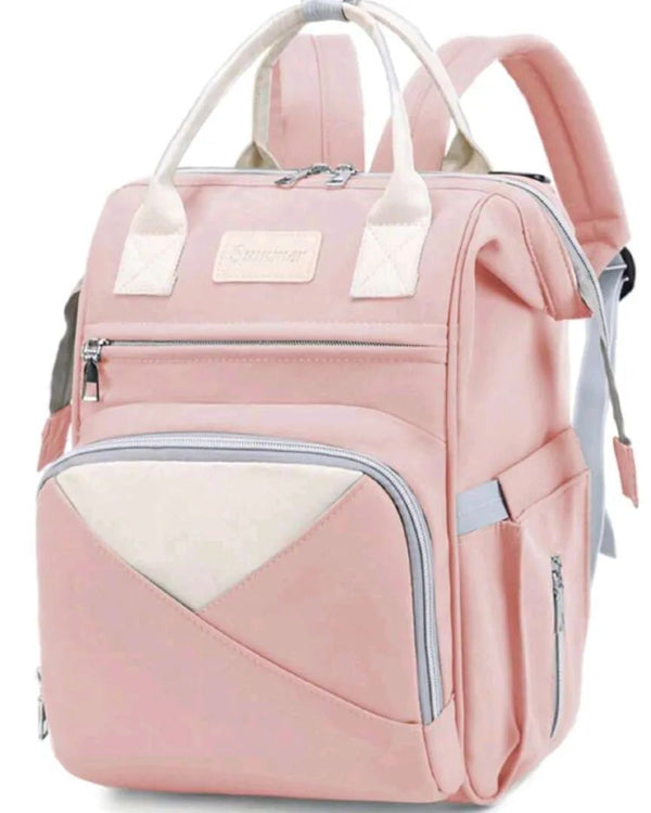 Baby Diaper Backpack Pink & White-DB151