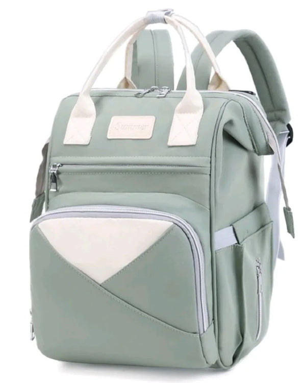 Baby Diaper Backpack Green & White-DB152