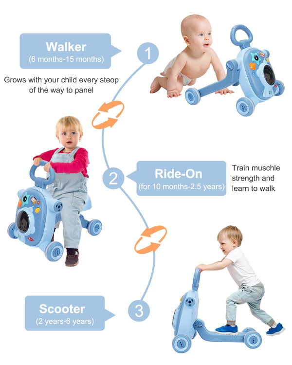 3 in 1 Sit-to-Stand Baby Walker