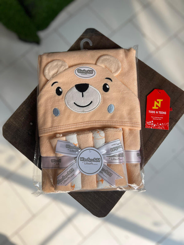 Orange Bear Towel Set