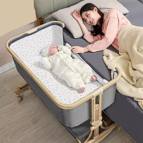 Rocking Crib Baby Cradle-Light Brown-BZ-KJC-2