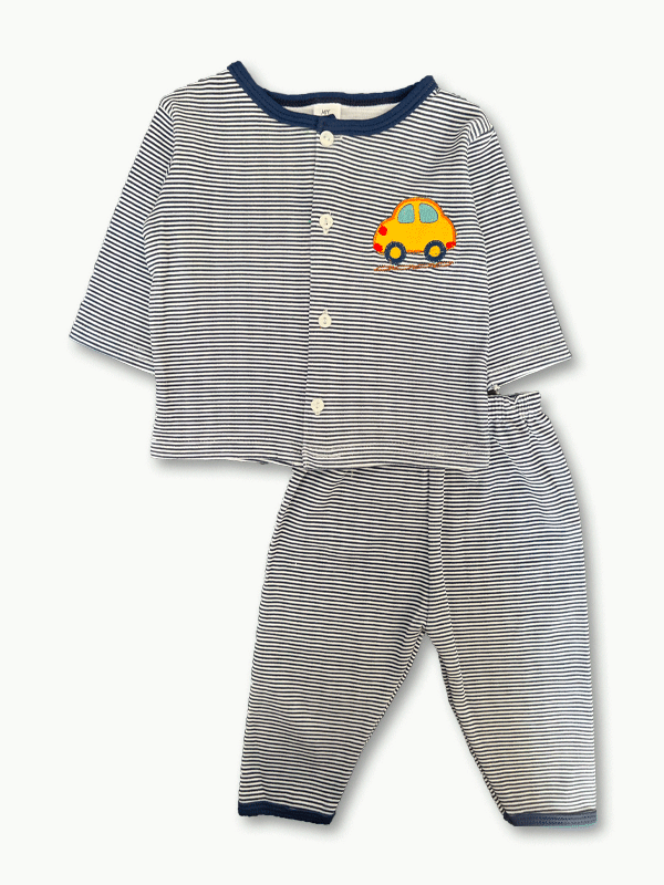 Unisex Striped Cotton 2 Piece Tropical Dress 0-9M