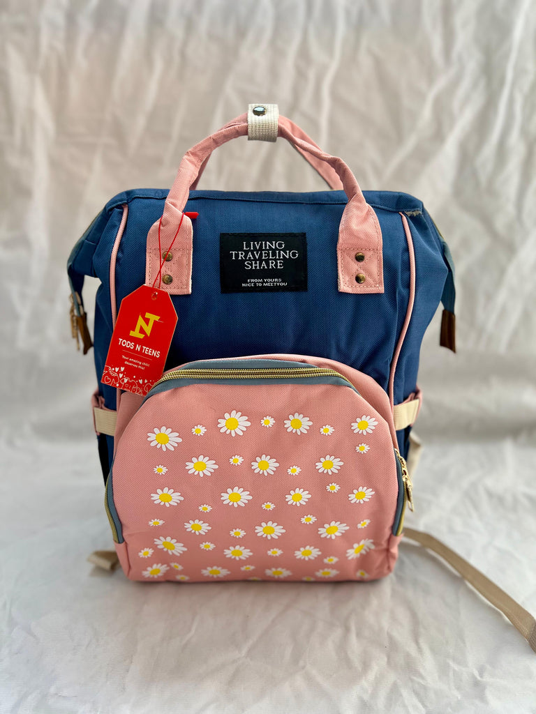 Baby Diaper Bag Flower Blue & Pink-DB172