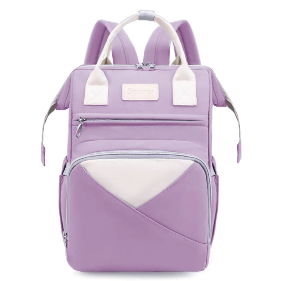 Baby Diaper Backpack Purple & White-DB153