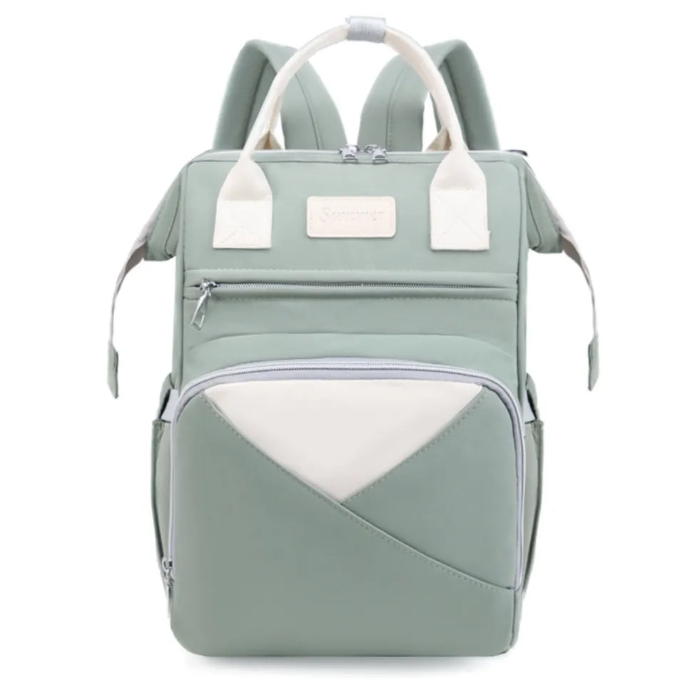 Baby Diaper Backpack Green & White-DB152