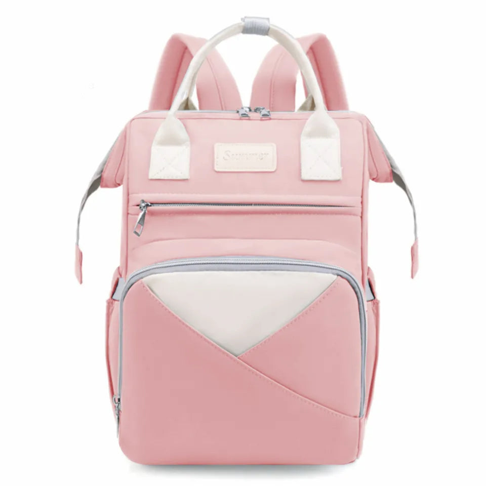 Baby Diaper Backpack Pink & White-DB151