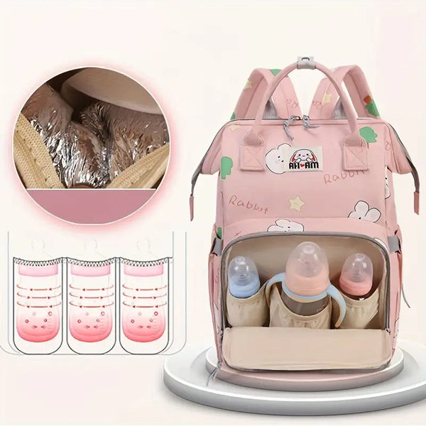 Baby Diaper Bag (Waterproof) Rabbit Grey-DB197