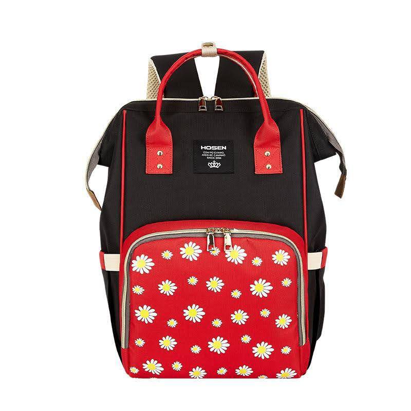 Baby Diaper Bag Flower Black & Red-DB176