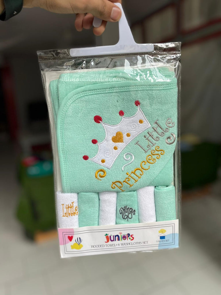 SHT369-Hooded Towel + 6 Washcloths Set