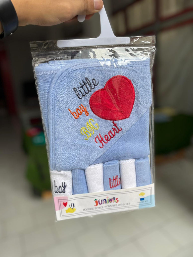 SHT374-Hooded Towel + 6 Washcloths Set