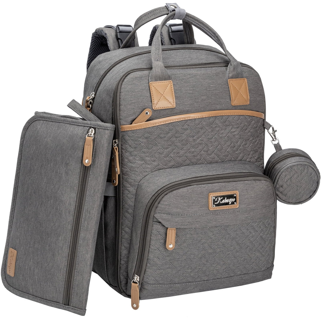 DB192-KABAQOO Baby Diaper Bag-Dark Grey