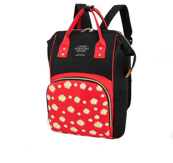 Baby Diaper Bag Flower Black & Red-DB176