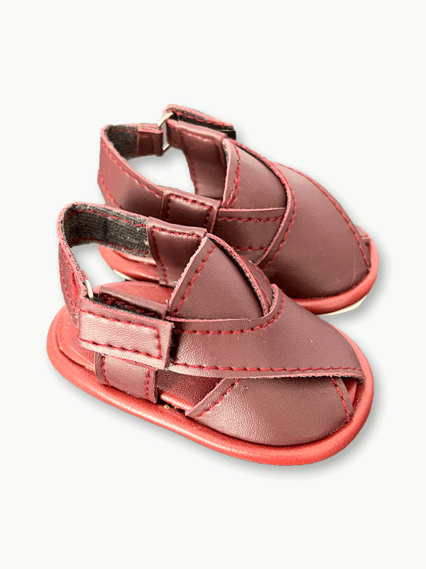 Dark Red Peshawari Sandal (0-12M)