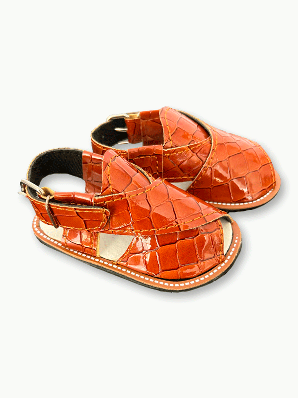 Brown Textured Peshwari Sandal (3-12M)