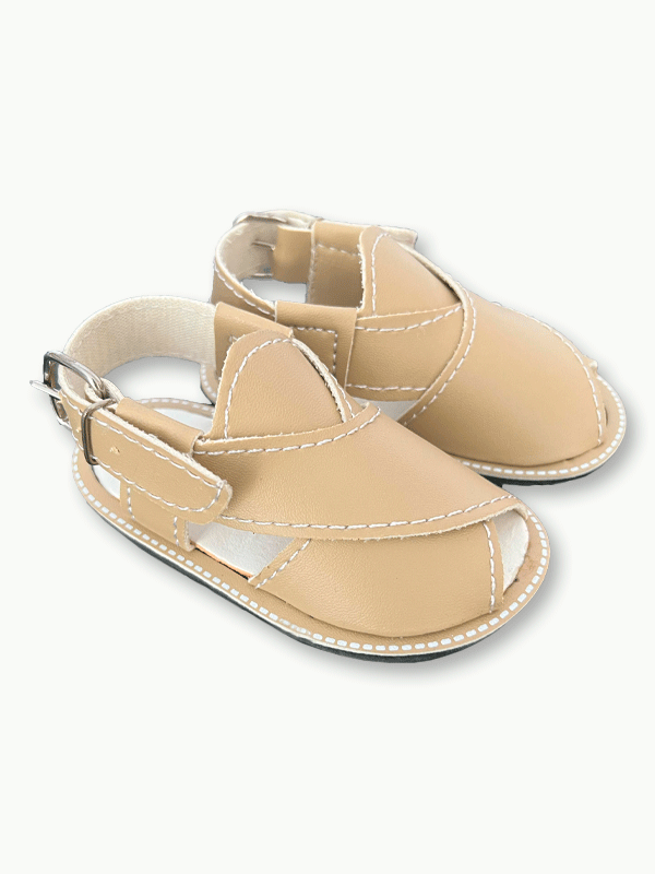 Beige Plain Peshwari Sandal (3-12M)