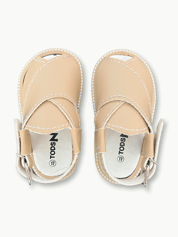 Beige Plain Peshwari Sandal (3-12M)