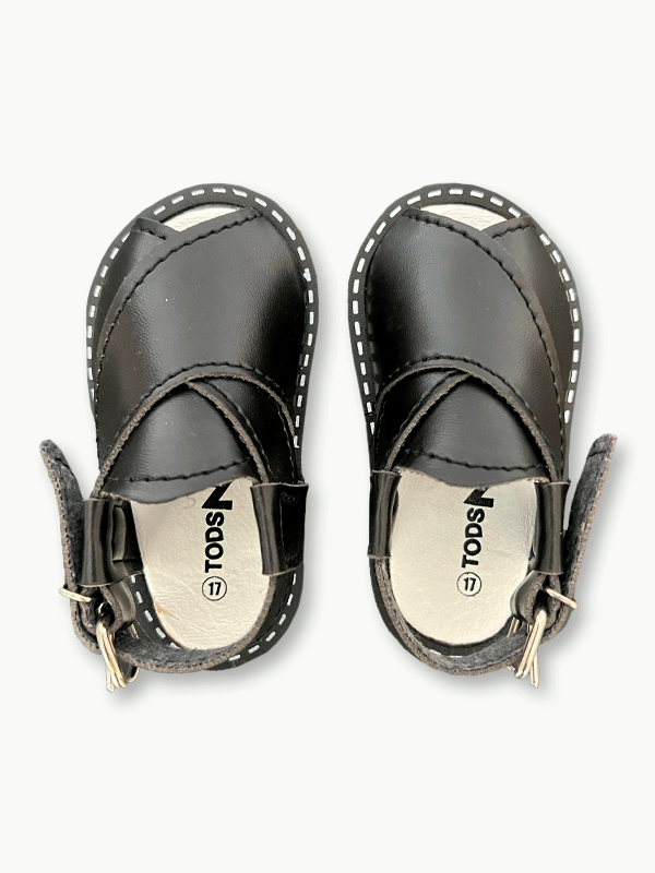 Black Plain Peshwari Sandal (6-24M)