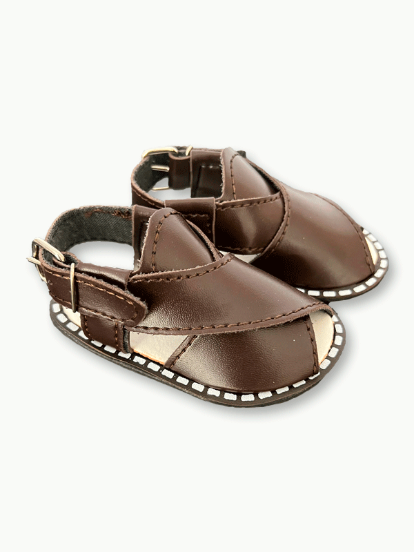 DarkBrown Plain Peshwari Sandal (6-24M)