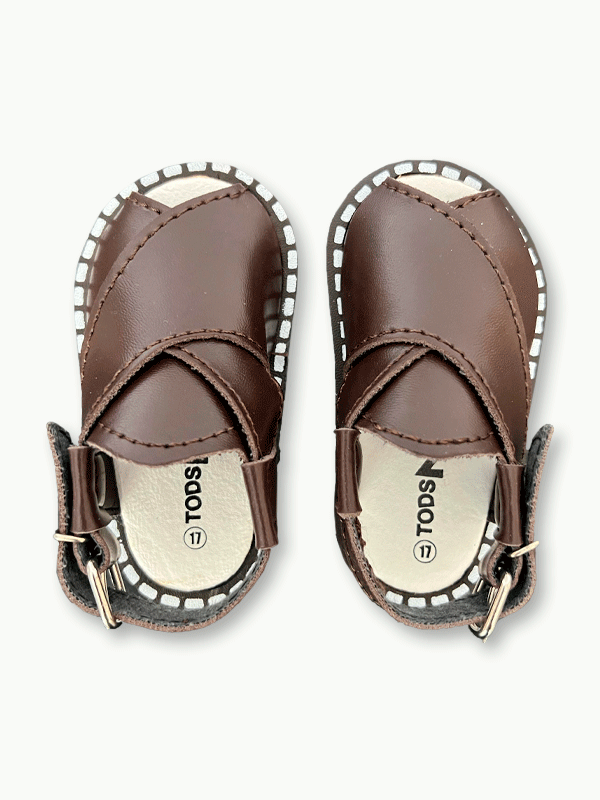 DarkBrown Plain Peshwari Sandal (3-12M)