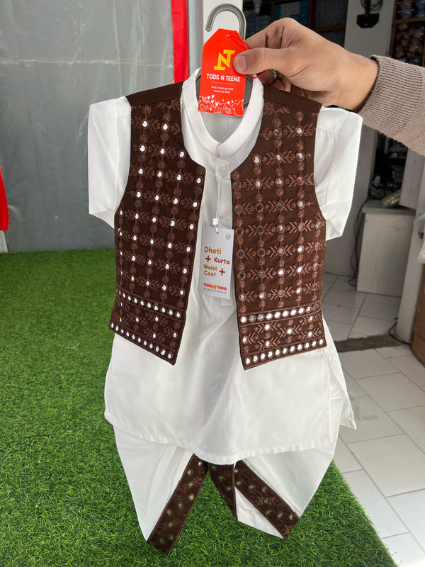 Dhoti + Kurta + Waistcoat 3 Pc 1-6 Years