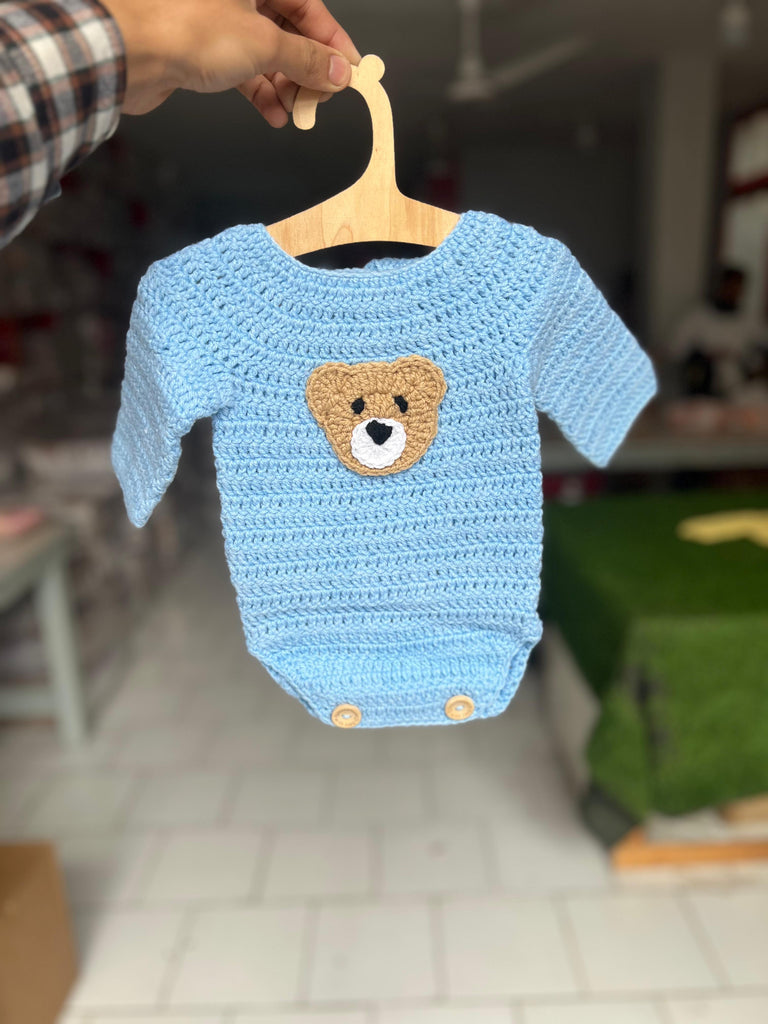 Blue Teddy Crochet Bodysuit