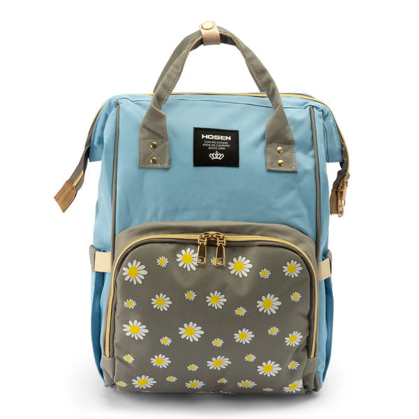 Baby Diaper Bag Flower Blue & Grey-DB174