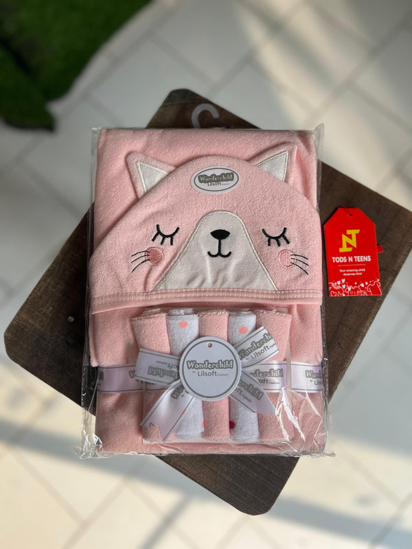 Pink Kitten Towel Set