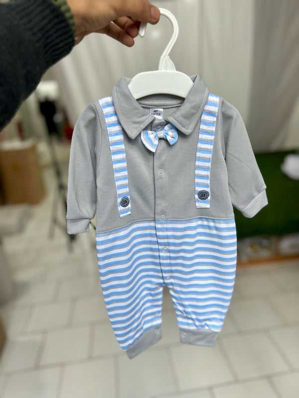 Boys Tropical Romper Grey Blue 0-12 M