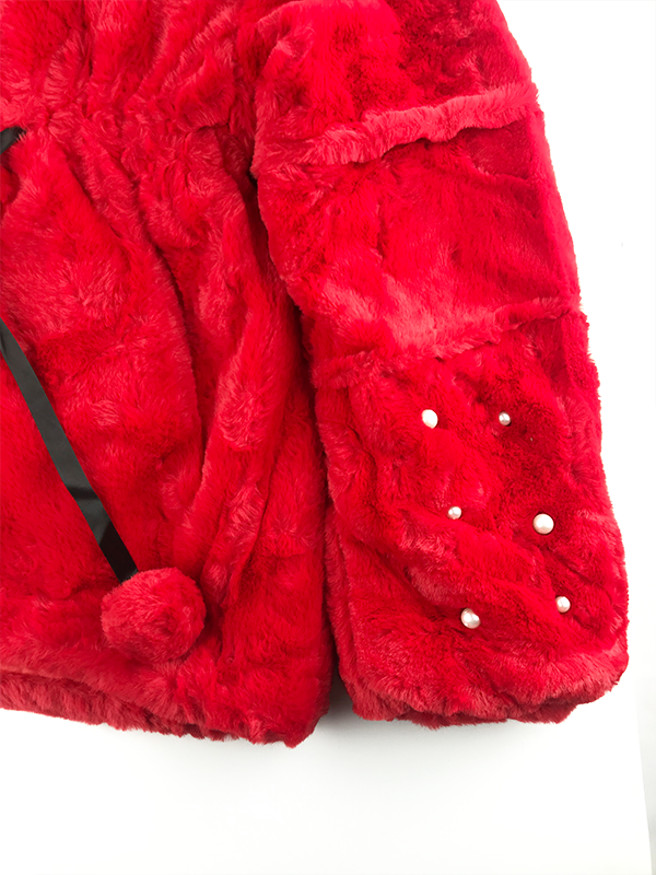 G251-Girls Red Fur Coat