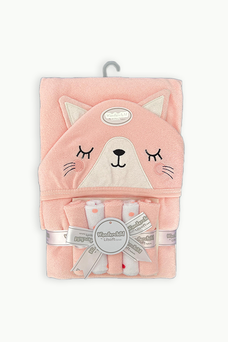 Pink Kitten Towel Set